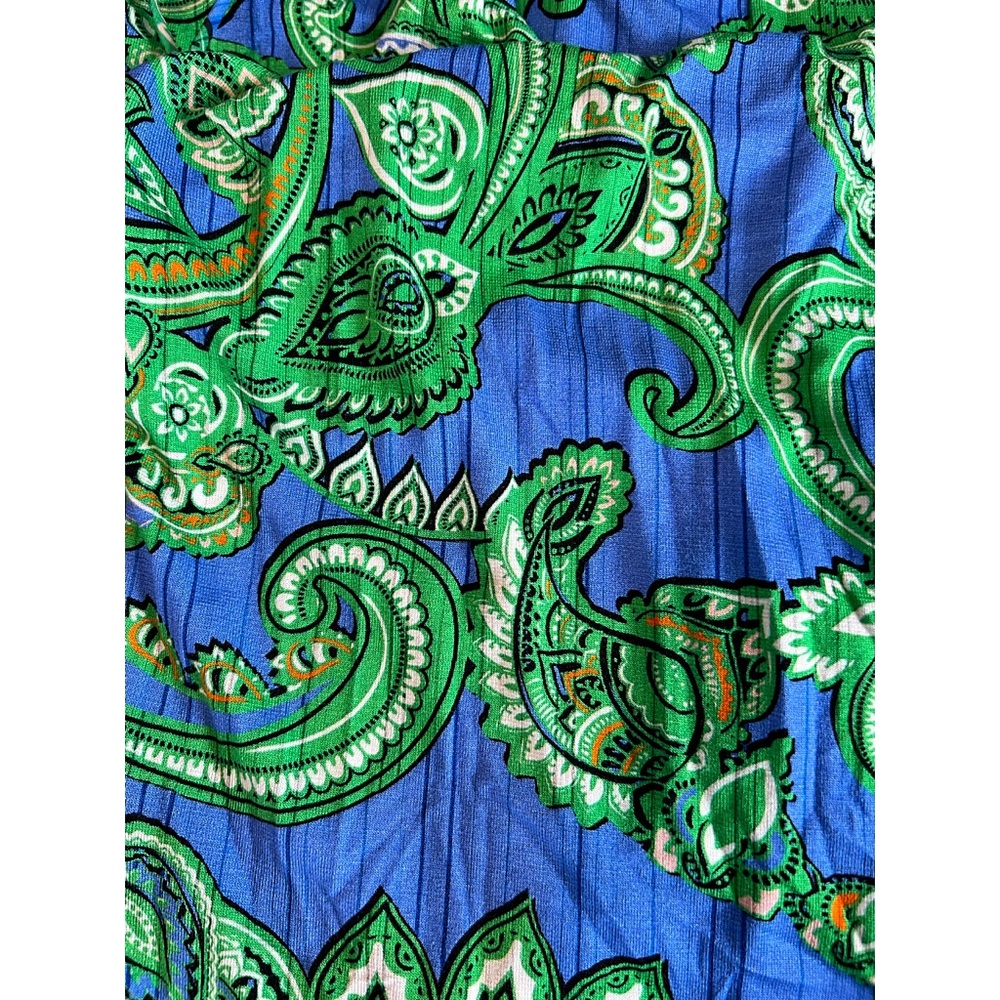 Alice + Olivia Delora Blue Green Paisley Spaghetti Strap Midi Dress - Picture 15 of 16